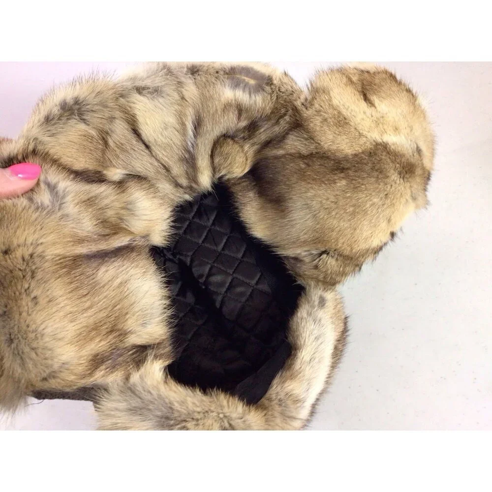 Real Rabbit Fur Trapper Winter Kids Suede Bomber Small